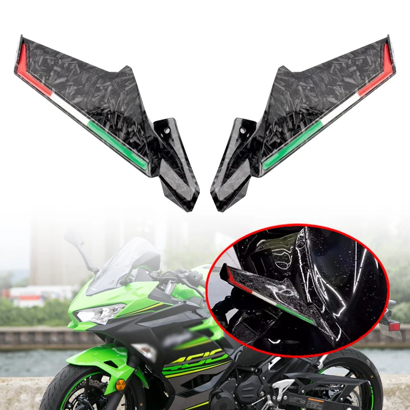 

Motorcycle Accessories Wing Rearview Mirrors Fit For Kawasaki Ninja 400 650 250 300 ZX-4R ZX-10R ZX-6R Fiber Look Side Mirror