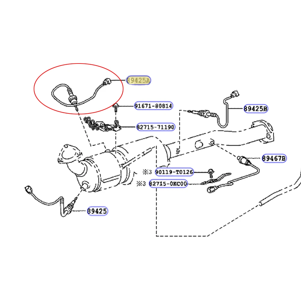 89425-71020 Midden/Tweede Uitlaatgas Temperatuursensor Voor Toyota Hilux Mk7 2.5 D-4D 2Kdftv 2007-2015 3.0 1Kdftv 2005-2015