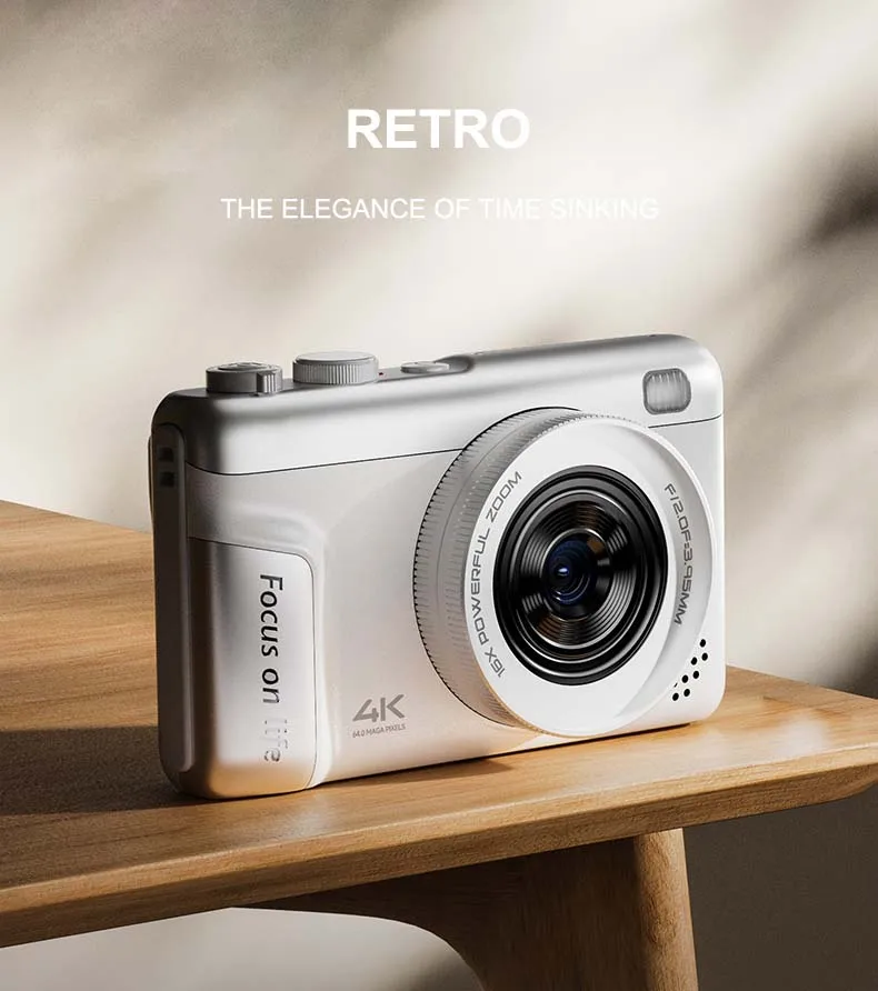 4K Retro Micro Digital Camera P618 3.0 Inch IPS Screen Supports SD Memory Card for High-Resolution Student Parties Selfies CMOS