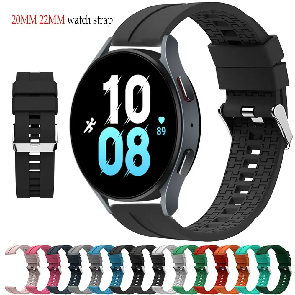 Bracelet de montre en silicone pour Samsung Galaxy Watch 6, 5, Pro 4/6, Classic, Active 2, Huawei GT 4-3-pro-2-2e Strap, 20mm, 22mm