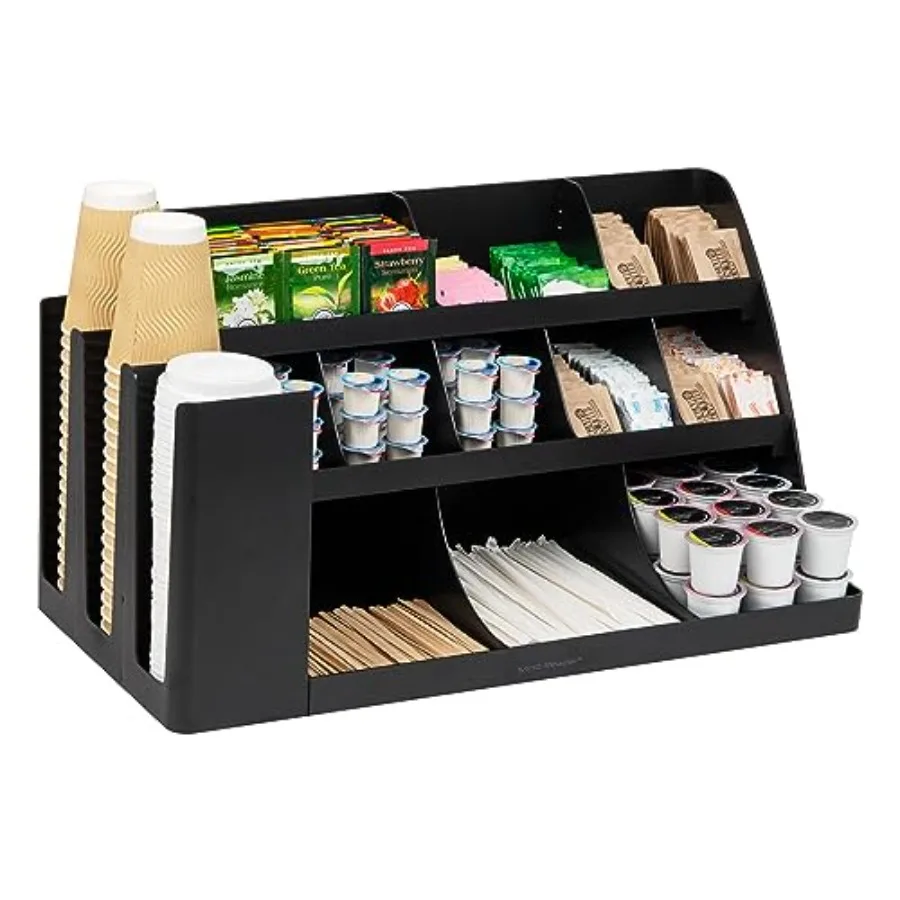 

Cup and Condiment Station Countertop Organizer Coffee Bar Kitchen Stirrers