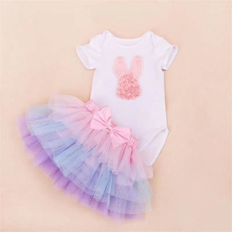 Baby Birthday Set Summer Short Sleeve Roupas Infantis Bebes 1st Birthday Outfit Dress Party Clothing Sets