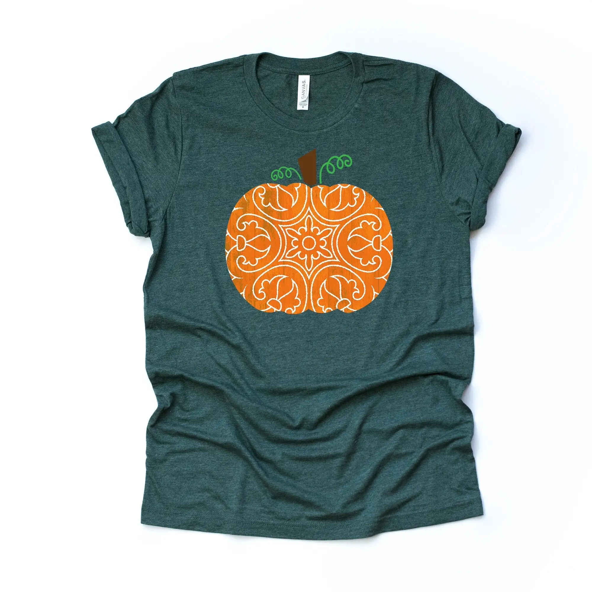 Fall And Pumpkins T Shirt Beautiful Mandala Pumpkin Design On Premium Bella Canvas Unisex 3 Color Choices Plus Size