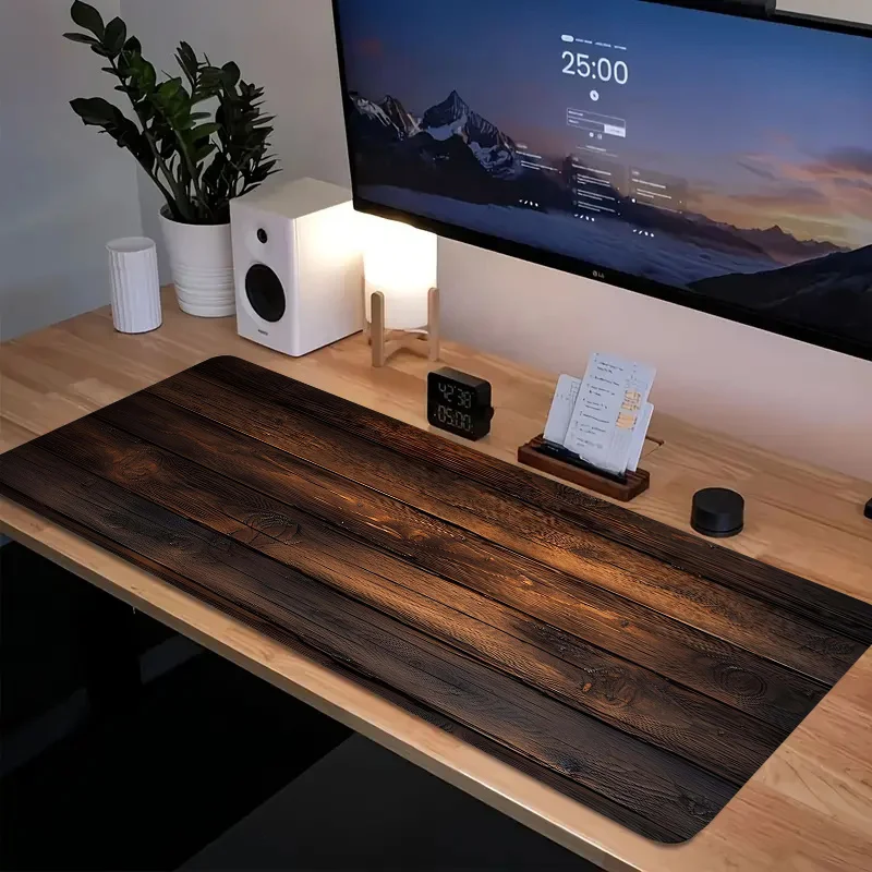 سجادة مكتب خشبية ريفية، مادة عالية الجودة، قاعدة مطاطية غير قابلة للانزلاق، حواف مخيطة دقيقة، سجادة متينة ومقاومة للماء