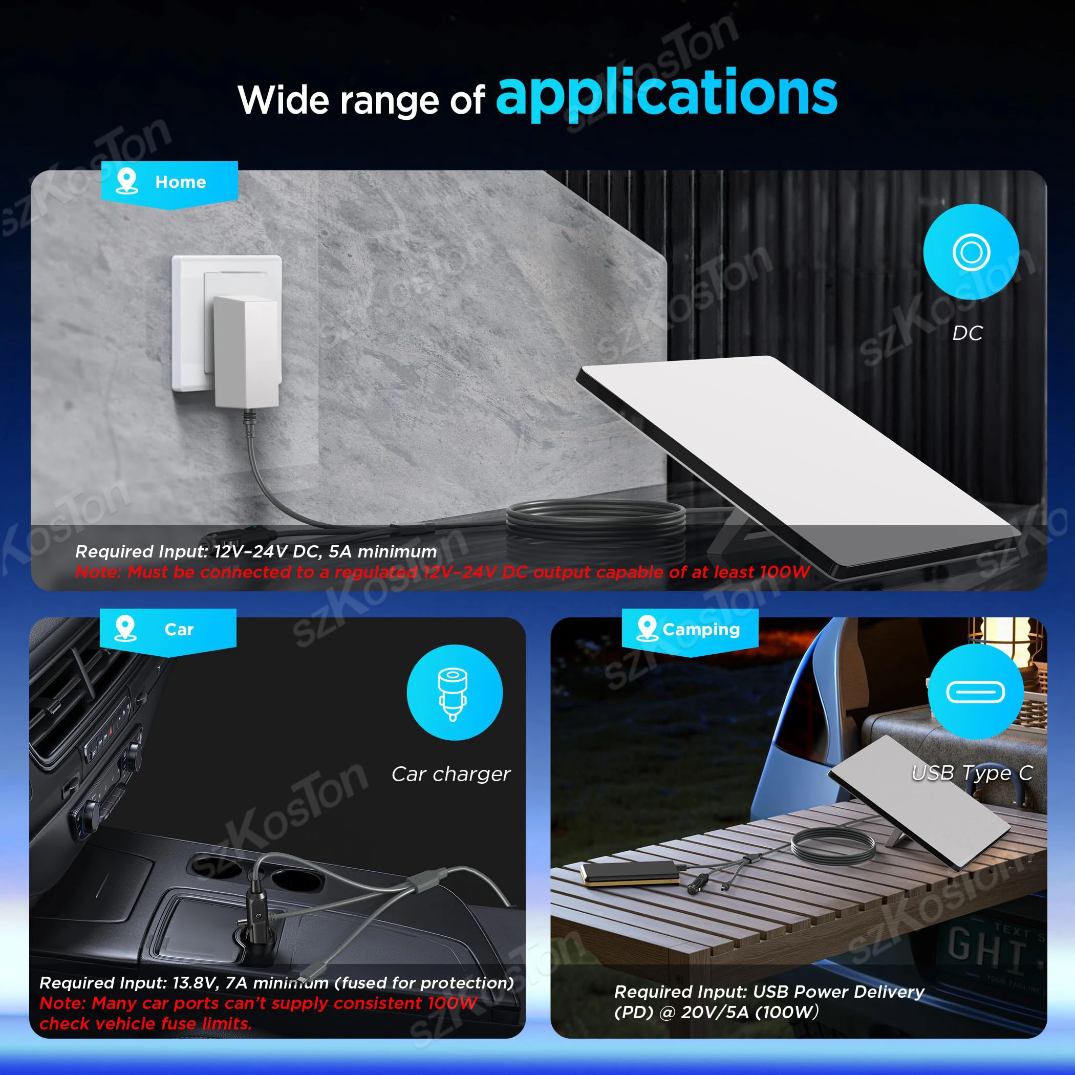 3-in-1 Power Cable for Starlink Mini High-Speed USB-C Car Charger DC to DC 18AWG Waterproof Replacement Cable 9.84FT/16.4FT