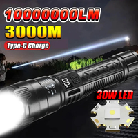 Ultra Bright LED Flashlight Strong Light Telescopic Zoom Torch USB Rechargeable with Power Display Lamp Camping Emergency Lamp