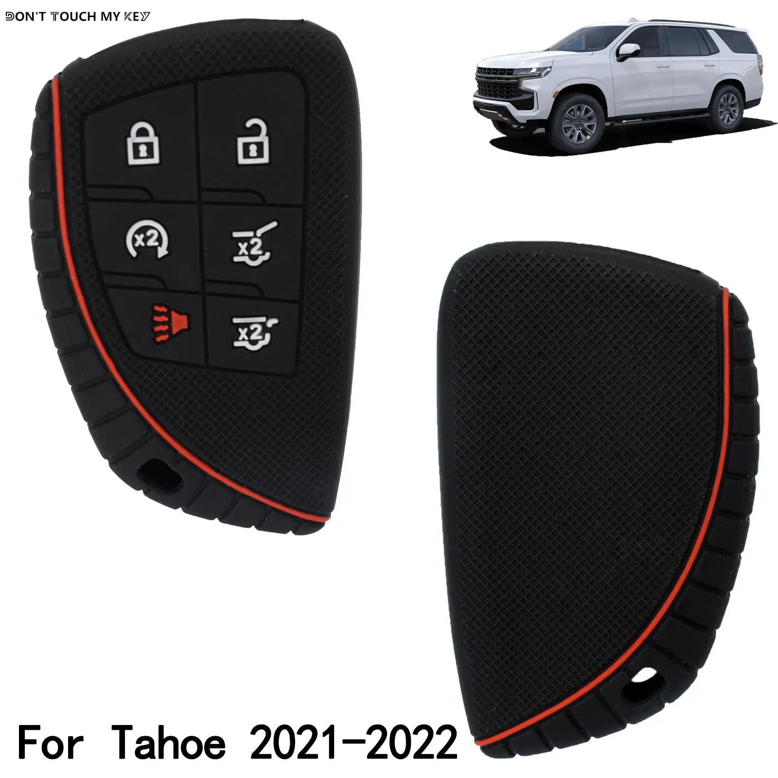 6 Button Silicone Remote Key Cover Case Fob Shell for Chevy Chevrolet Tahoe Suburban for GMC Yukon 2021 2022 Rubber Protection