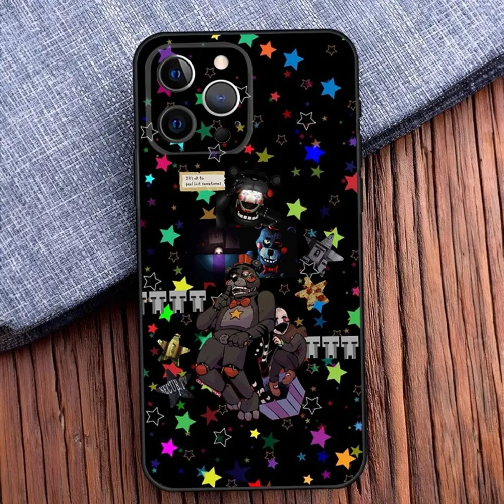 Fnaf F-Five-nights-At-Freddys Phone Case For iPhone 16,15,14,13,12,11,Pro,X,XS,Max,XR,Plus,Mini Black Soft Silicone Case