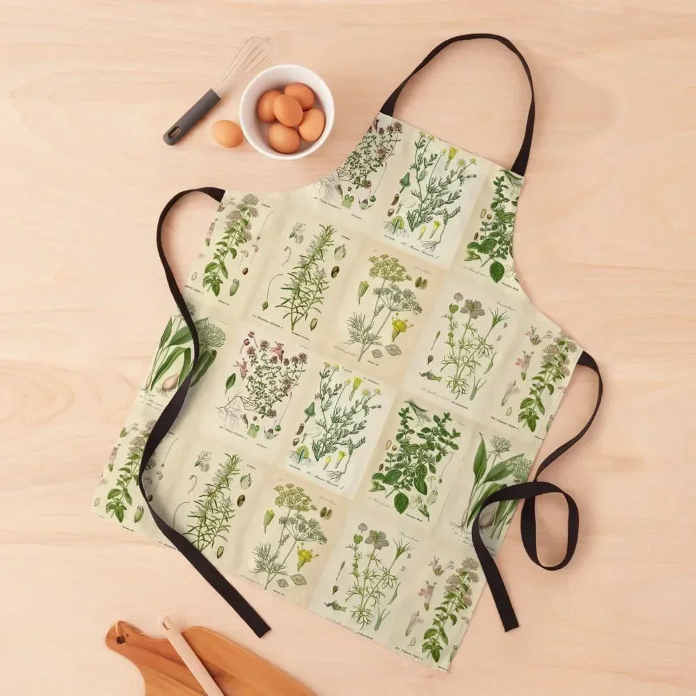 

Apothecary Herbs Vintage Botanical Plants Cottagecore Apron Customizable Woman Chef Accessories Teacher Women's Dresses Apron