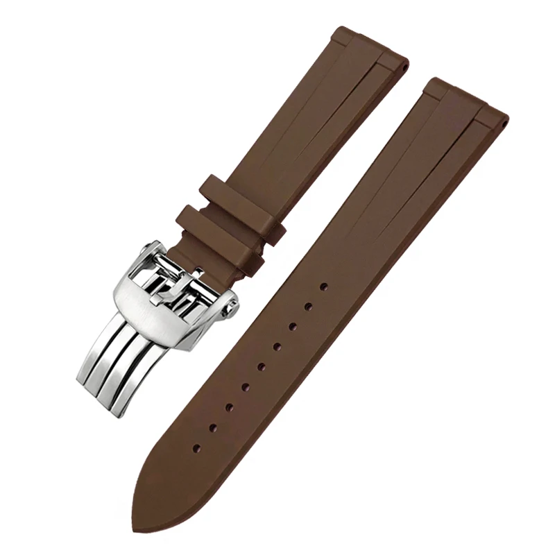 21mm 22mm FKM Fluororubber Nature Rubber Watchband Fit for Breitling Superocean Avenger Heritage Soft Watch Strap Folding Buckle view 5