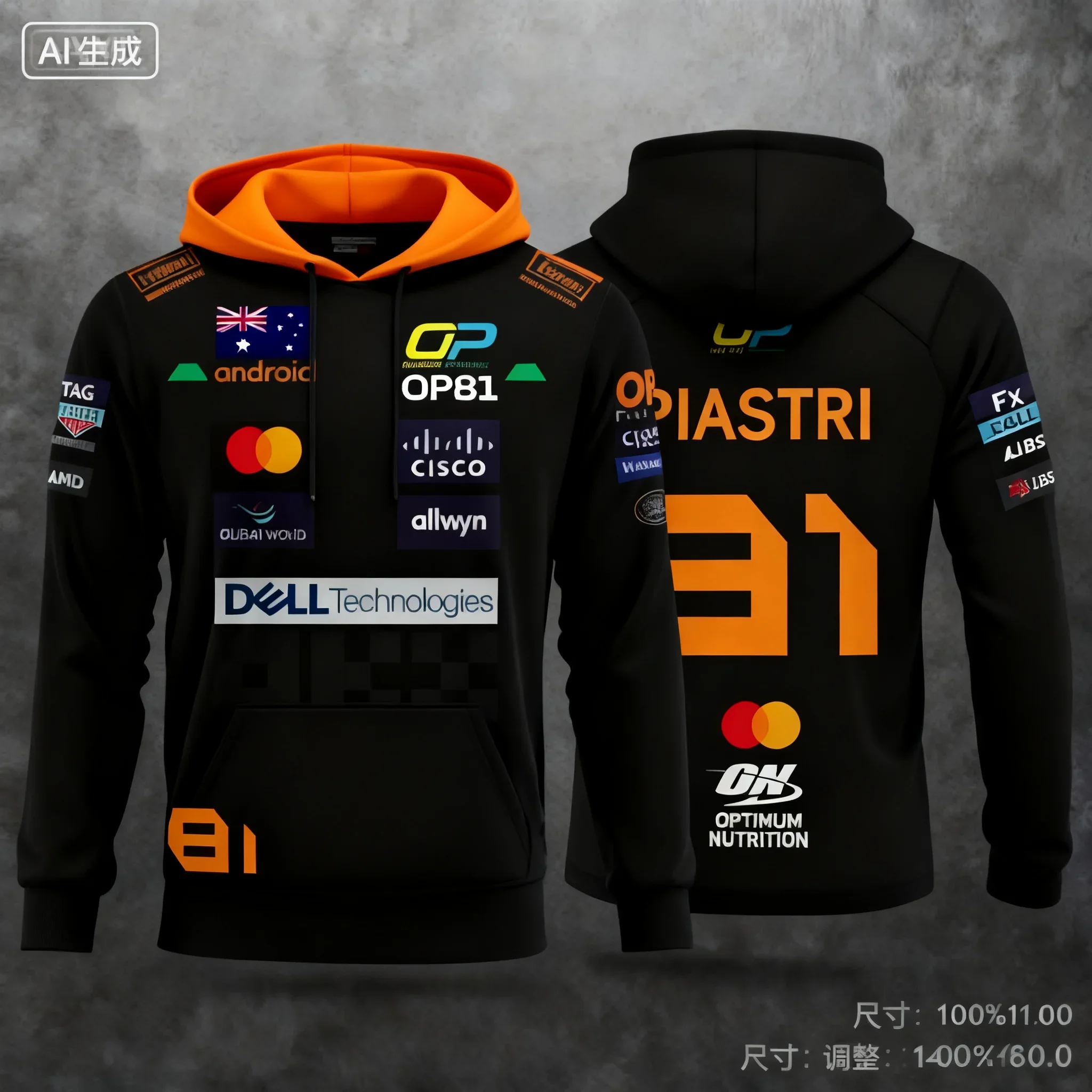 Neuerscheinung Herbst/Winter 2026: Bestseller-Rennbekleidung Lando Norris Racing Style Herren-Kapuzenpullover, bequemer, warmer Pullover – Detail 4