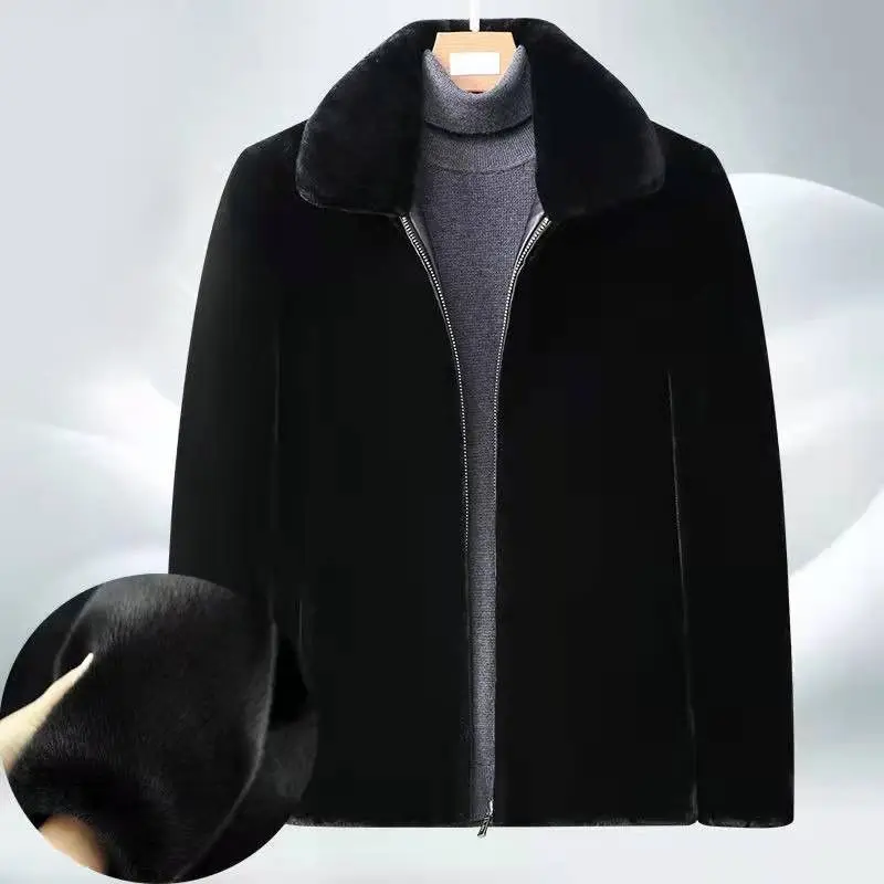 

Men's Winter Thiened Gold Mink Velvet Jaet Faionable Warm Coat Cotton Whole Mink Fur Warm Velvet Large Coat