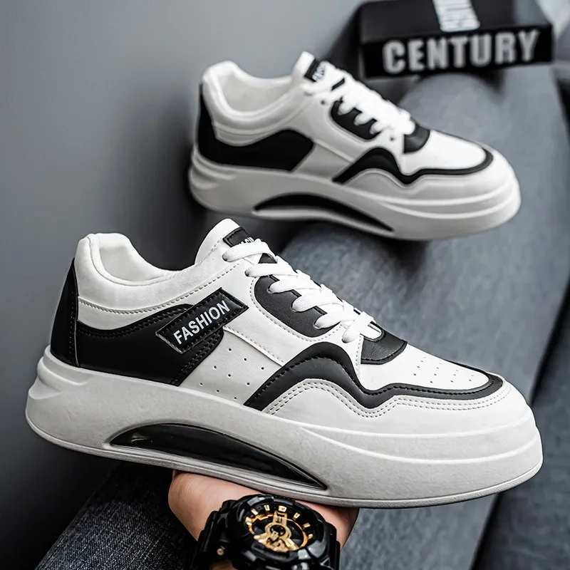 Spring New Casual Comfortable Men's Board Shoes Fashion Non-slip  Breathable Running Sport Shoes Thick Sole Small White Shoes
