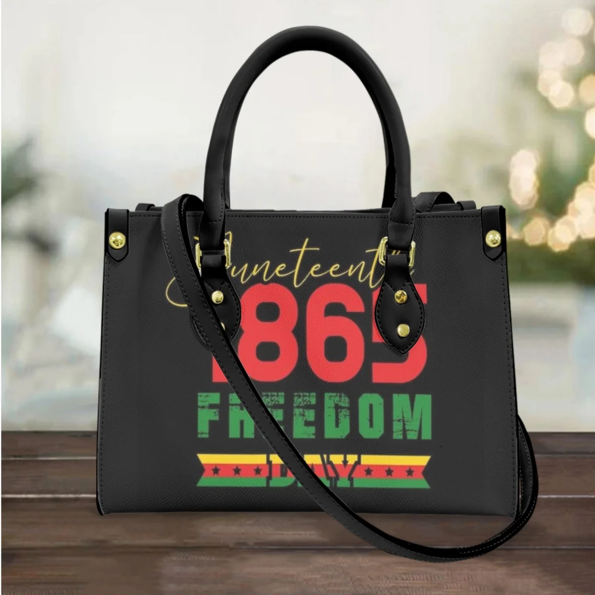 

Handbag for Women New Vintage Popular Girl Fashion Shoulder Bag Black History Month Juneteenth 1865 Print Top Handle Clutch Gift