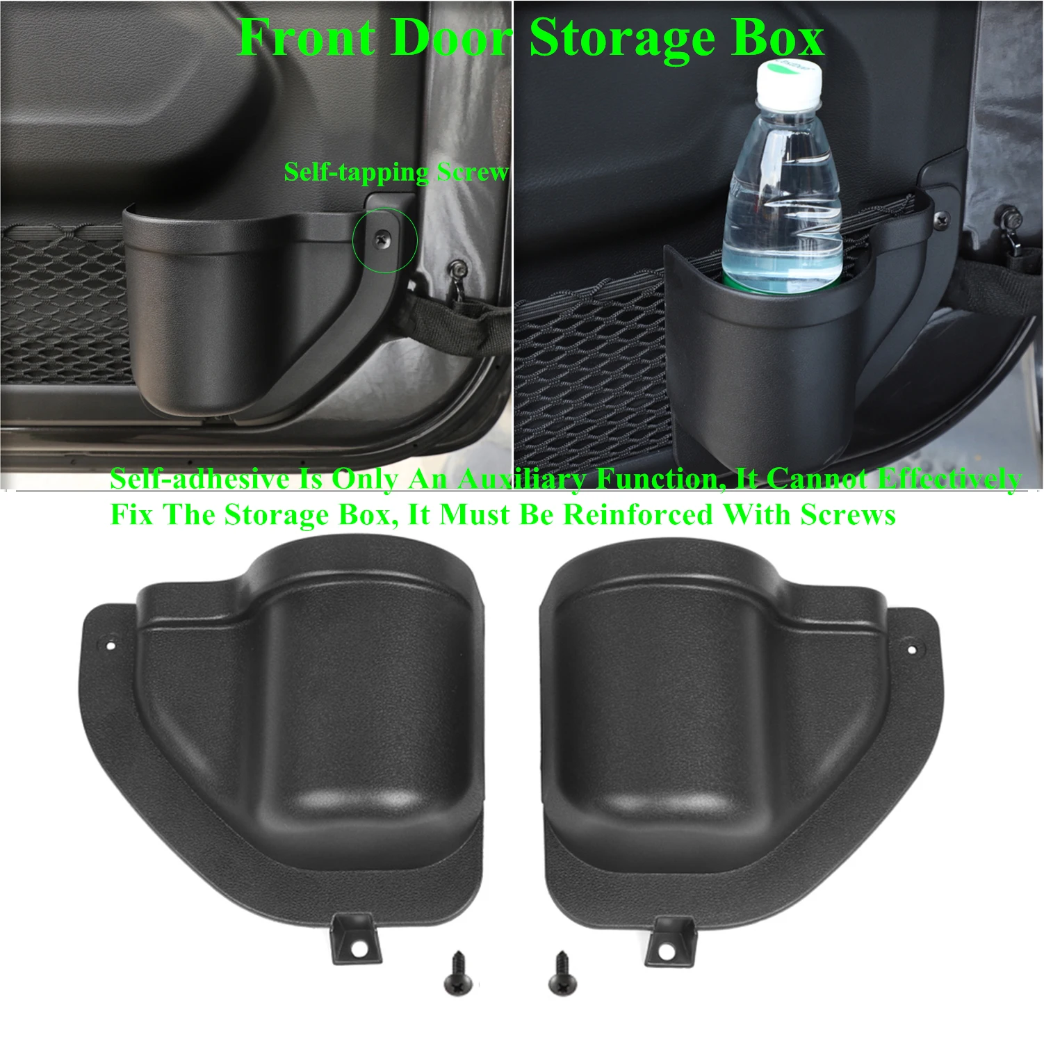 Front Rear Door Organizer Tray For 2018 2019 2020 2021 2022 2023 Jeep Wrangler JL 4XE JLU Rubicon Sport Sahara Gladiator JT