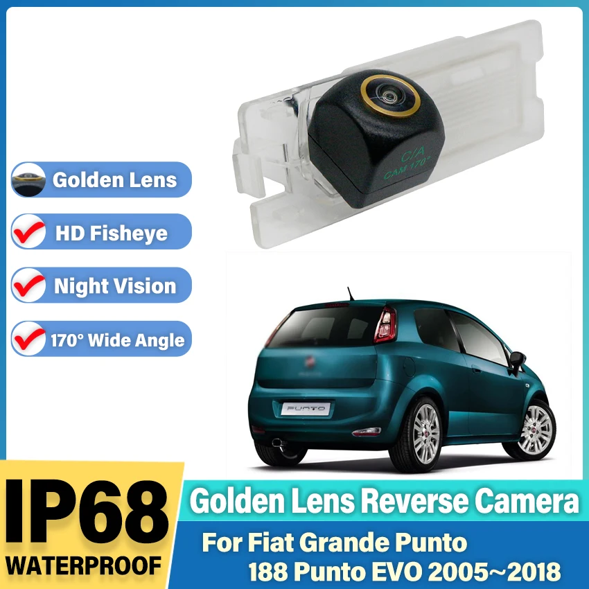 

Автомобильная камера заднего вида для Fiat Grande Punto 188 Punto EVO 2005 ~ 2018, камера заднего вида, резервная камера для номерного знака, CCD, золотой объектив