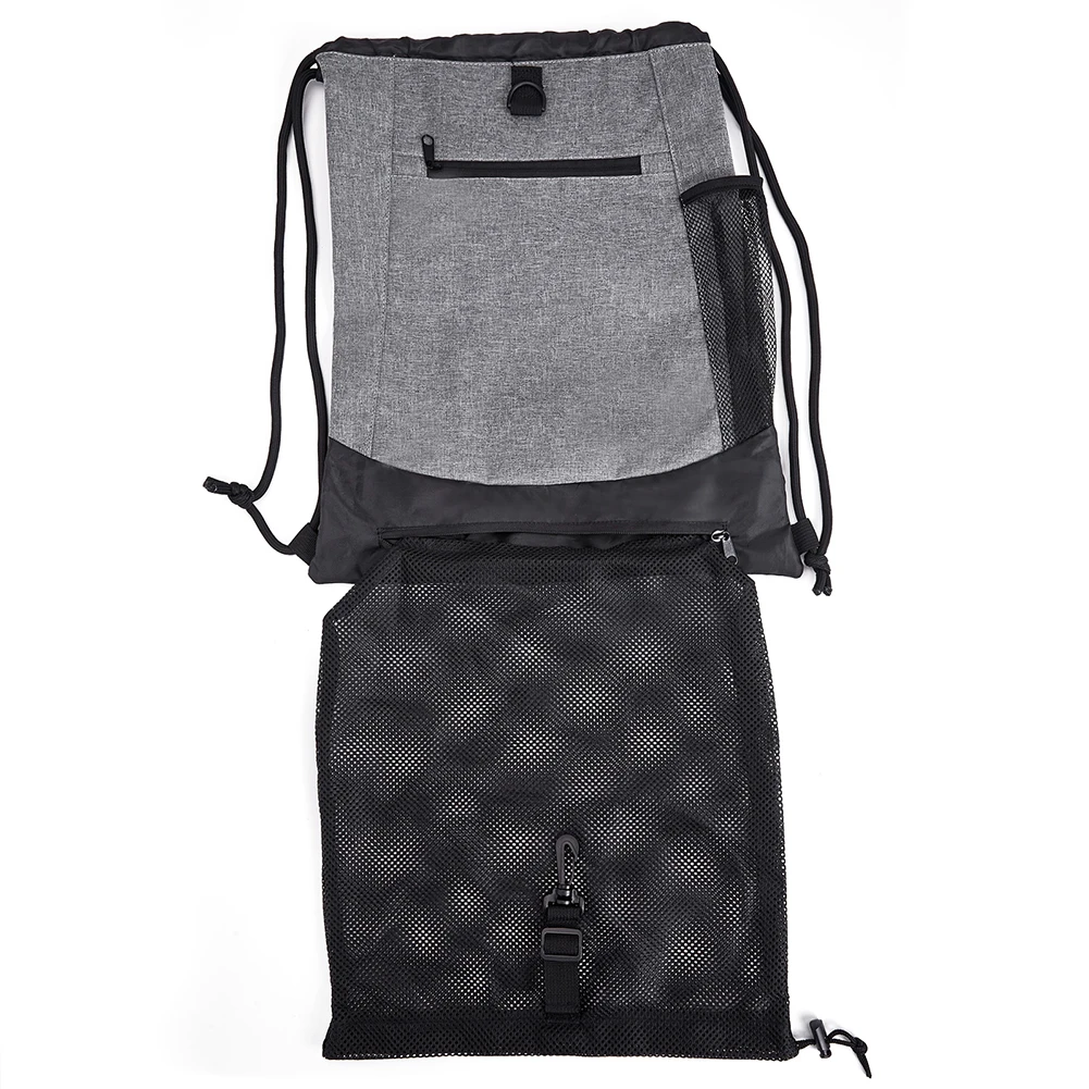 Drawstring Basketball Backpack with Detachable Mesh Bag Foldable Soccer Backpack Wear Resist Volleyball Baseball Yoga Bag