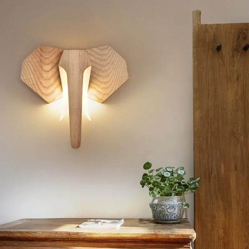 Solid wood wall lamp, creative bedroom bedside lamp, simple decorative pendant