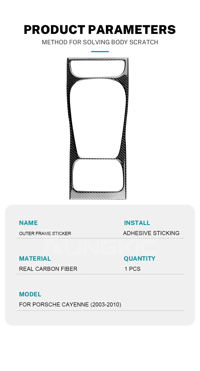 Echter, weicher Carbonfaser-Aufkleber für Porsche Cayenne 2003 2004 2005 2006 2007 2008 2009 2010 Schaltpanelle, Innenraumzubehör – Detail 9