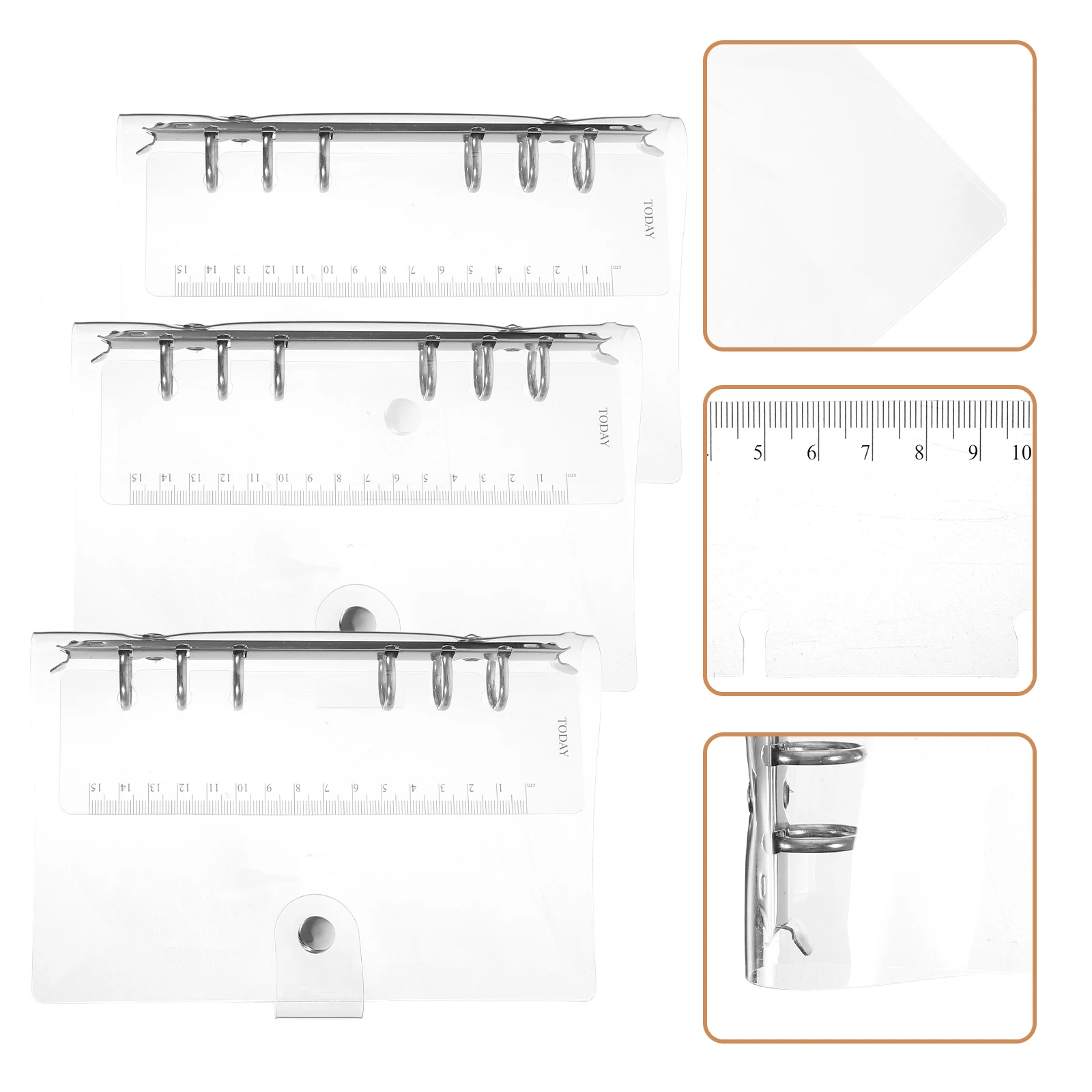 

3pcs PVC Loose Leaf Binder Cover Clear 6 Rings Aesthetic Notebook Protector for Journal Planner School Business Travel Study