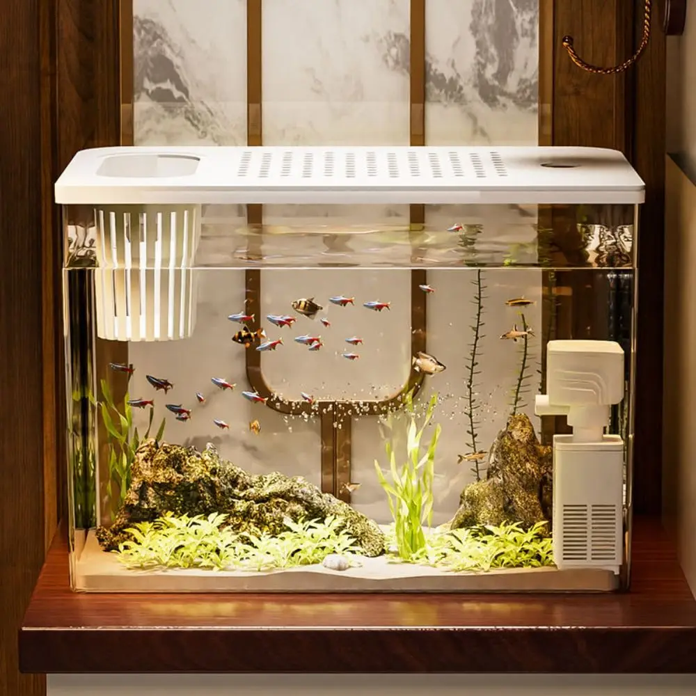 

Durable Transparent Fish Tank with Lid Drop Resistant Turtle Tank Small Hydroponic Fish Bowls For Home Decorative