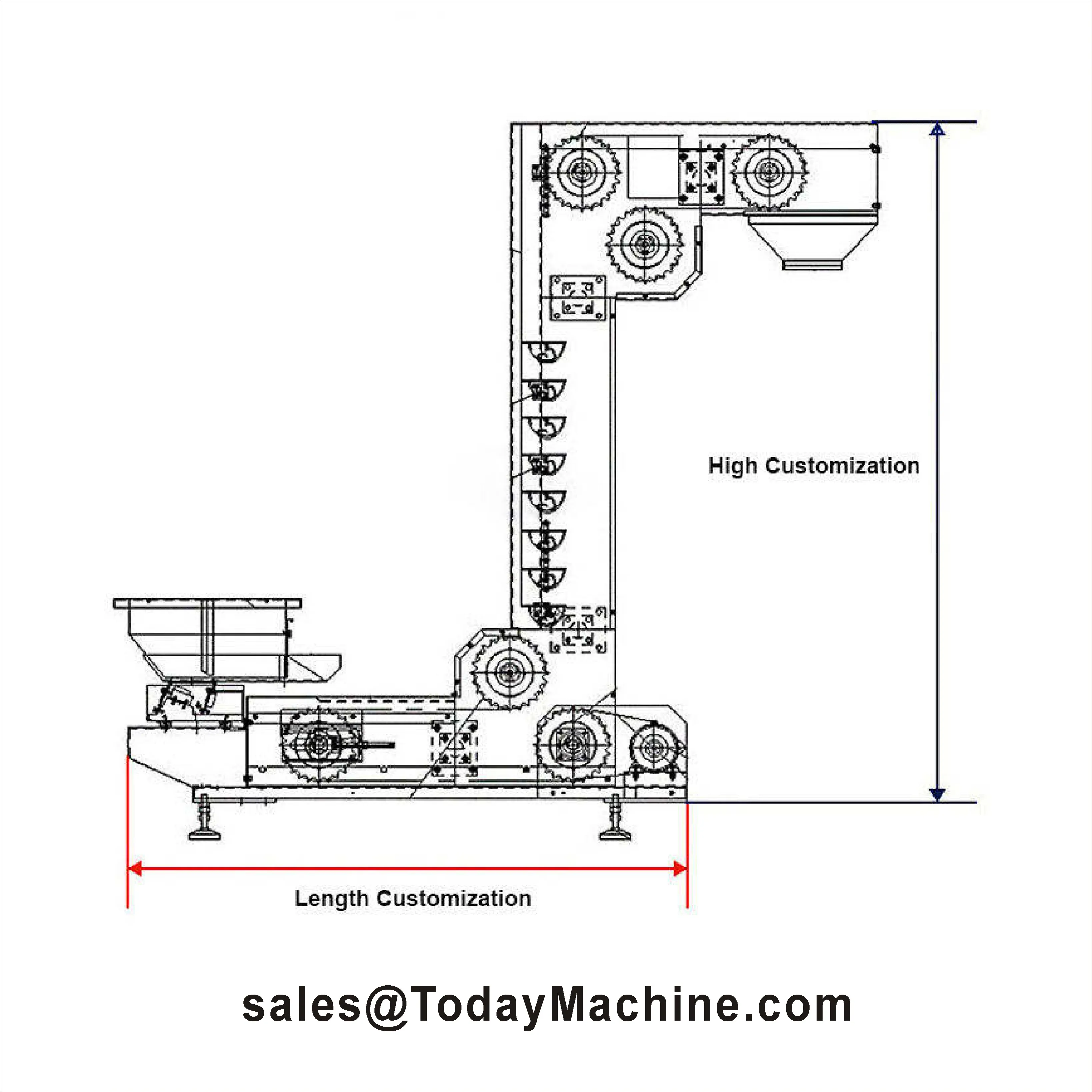 Can Customized Food Bucket Conveyor for Granules Powder Lifting Conveyor Equipment Automatic Bucket Elevator Conveyor Machine