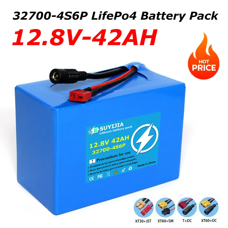 

Аккумуляторный блок LiFePO4 4S6P 12.8В 42000мАч 32700 с встроенной BMS 30А (один порт, балансировка), блок питания 12В + зарядное устройство 14.6В 2А