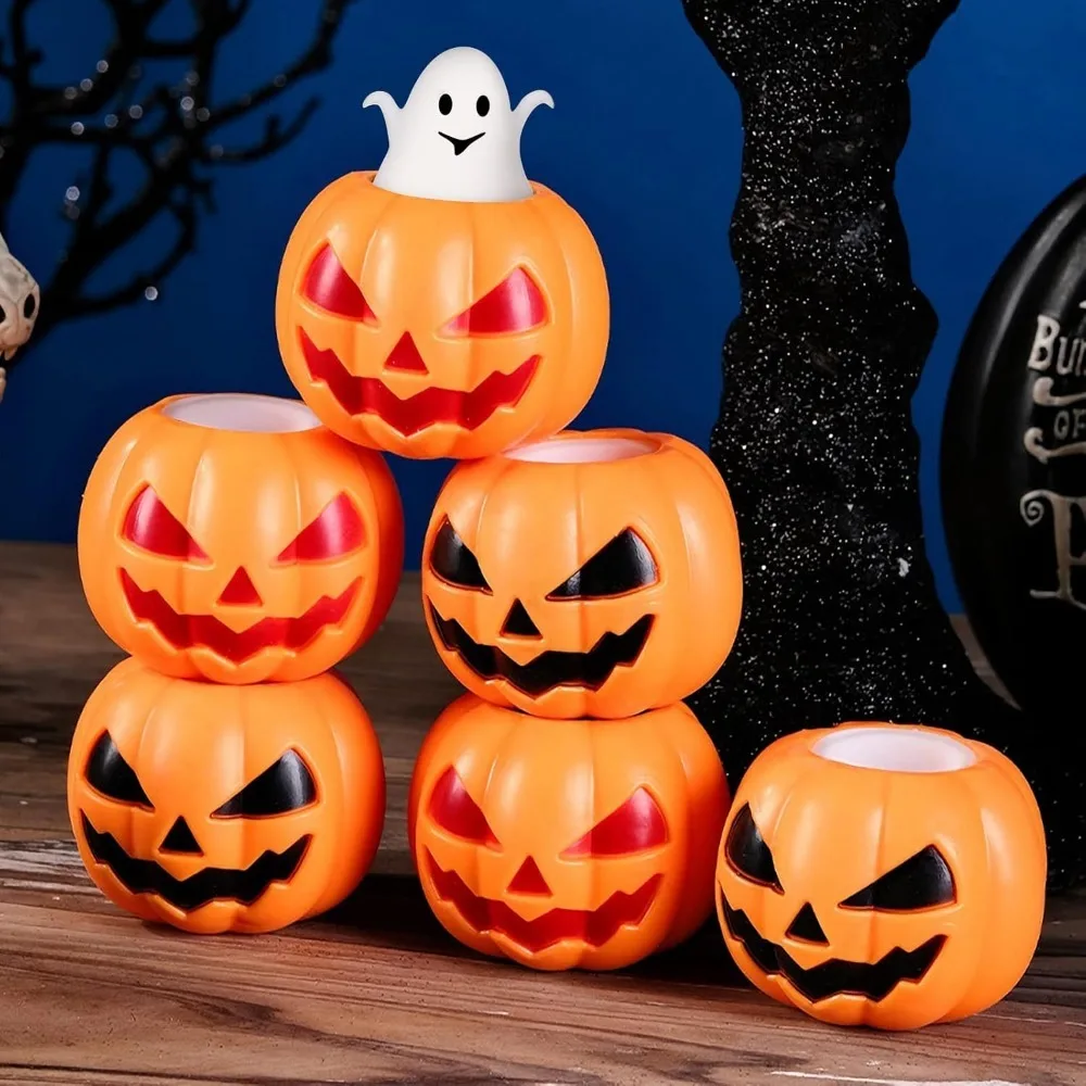 Squishy Halloween Pumpkin Head Stress Ball Cute Decompression Ghost Relieve Stress Squeeze Fidget Toys for Kids and Adults