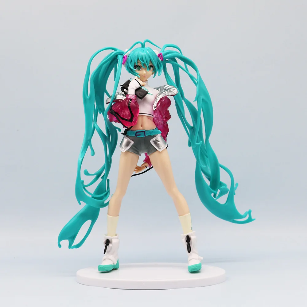 Hatsune miku anime figuras bonito 2d ação e personagens boneca dos desenhos animados ornamentos de mesa modelo presente aniversário das crianças 22cm