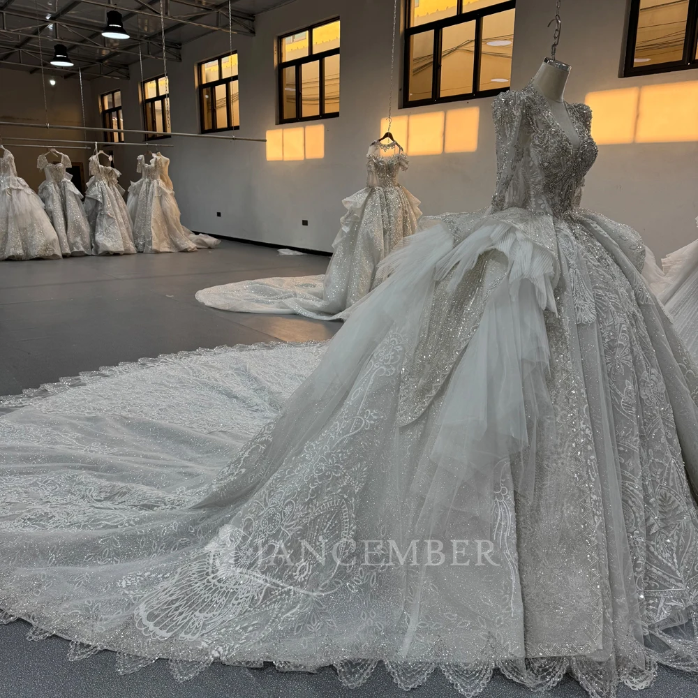 grey wedding dress with sleeves Sparkly Silver Mother Of The Bride Dress Sequins A-Line Long Sleeves Mother Of The Bride Dress
