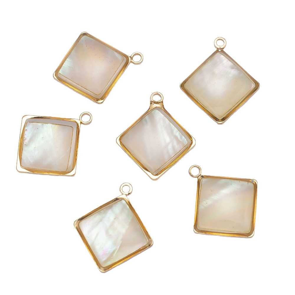 2pcs Pearl Charm Summer Beach Ocean Pendants with Gold Edge Wrapped for Bracelet Necklace Jewelry Making Supplies Crafts DIY view 5