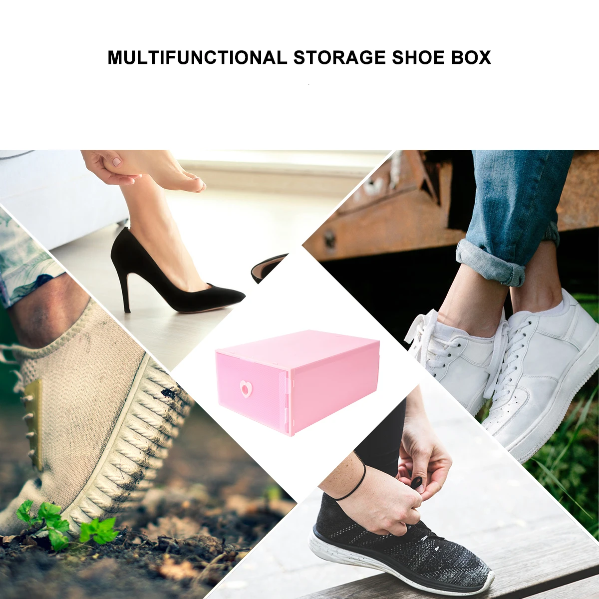 

3 Pcs Shoe Box Storage Organizer Clear Stackable Thickened High Heels Drawer Style Plastic Container for Home Use