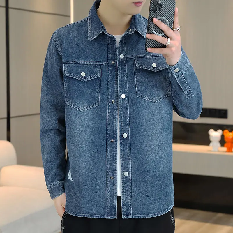 

Jacket Men's Casual Cotton Denim Jackets Jaqueta Jeans Masculina Slim Washed Retro Classic Jeans Coat Male Men Clothing A62