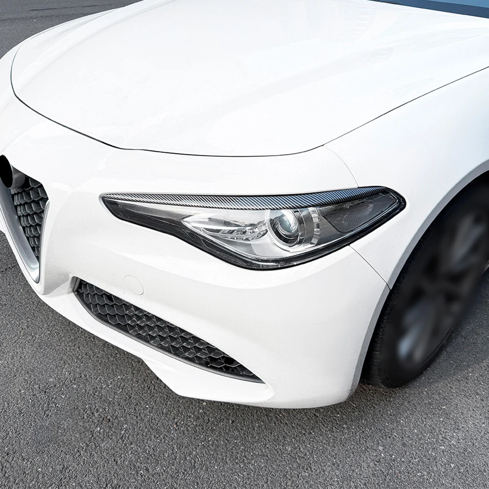 2pcs HEADLIGHT EYELID COVER EYEBROW For Alfa Romeo For Giulia 2015+ HEADLIGHT EYELID COVER EYEBROW Exterior Parts