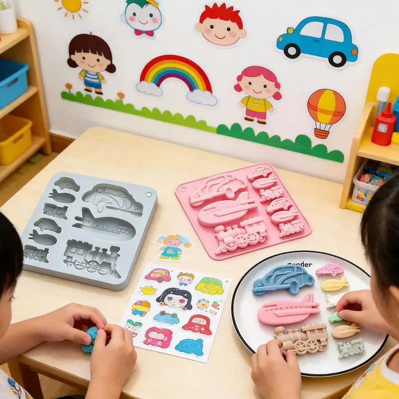 Chocolate Silicone Molds 3D Vintage Car Train Airplane DIY Silicone Fondant Cake Mold Tray Baking Tools For Candy Mousse
