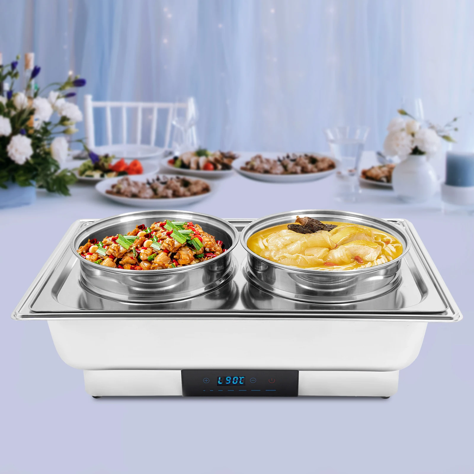 Electric Commercial Grade Food Warmer Stainless Steel 2-Pot