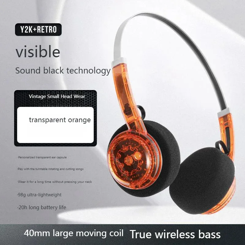 

Fashion Retro Style Rechargable Bluetooth Wireless Headphones Light Long Battery Life Rotary Switch Headset For Music Sport Game