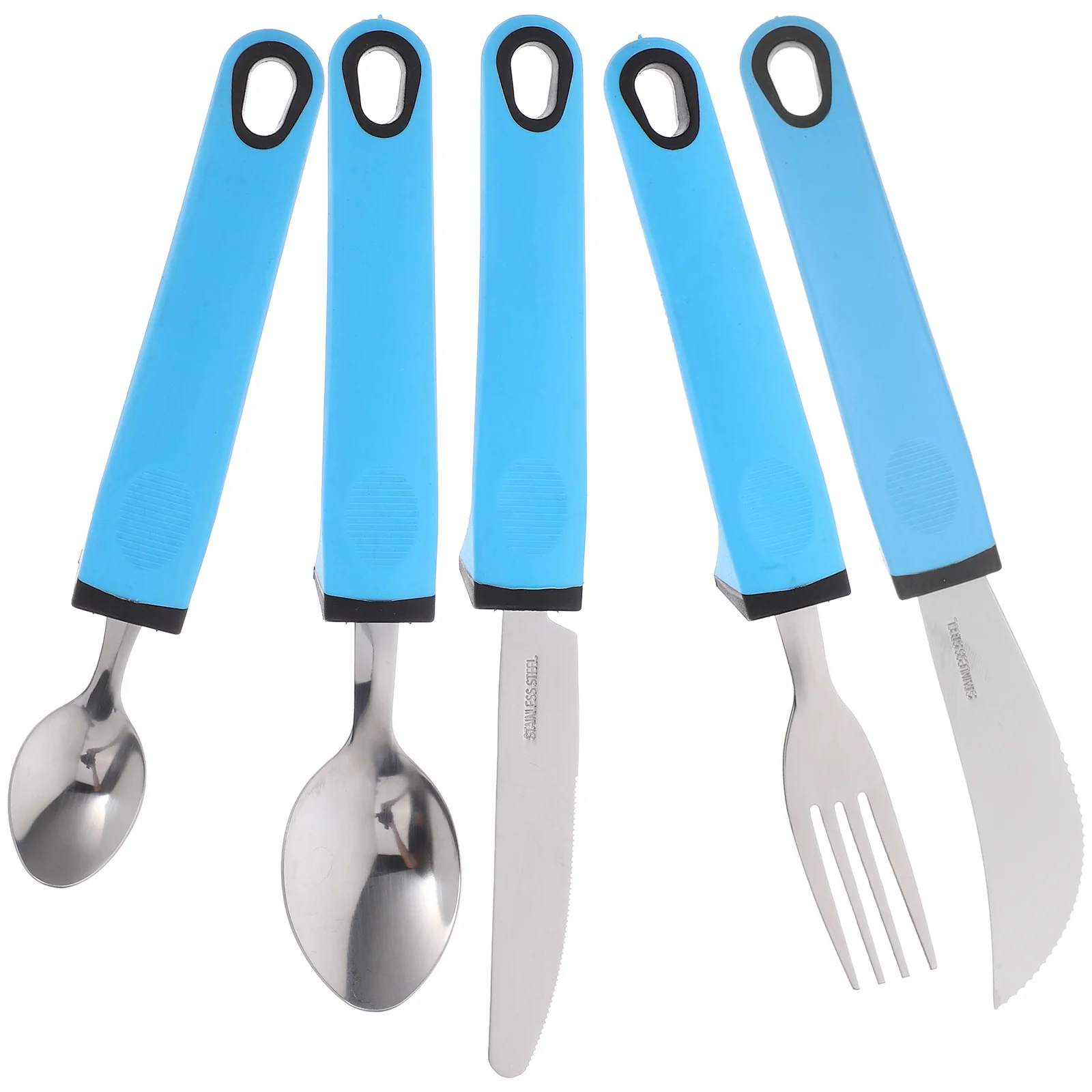 

1Set Elderly Feeding Tableware Set Stainless Steel Adaptive Utensils Anti-Tremor Design Secure Grip Portable Cutlery for Hand