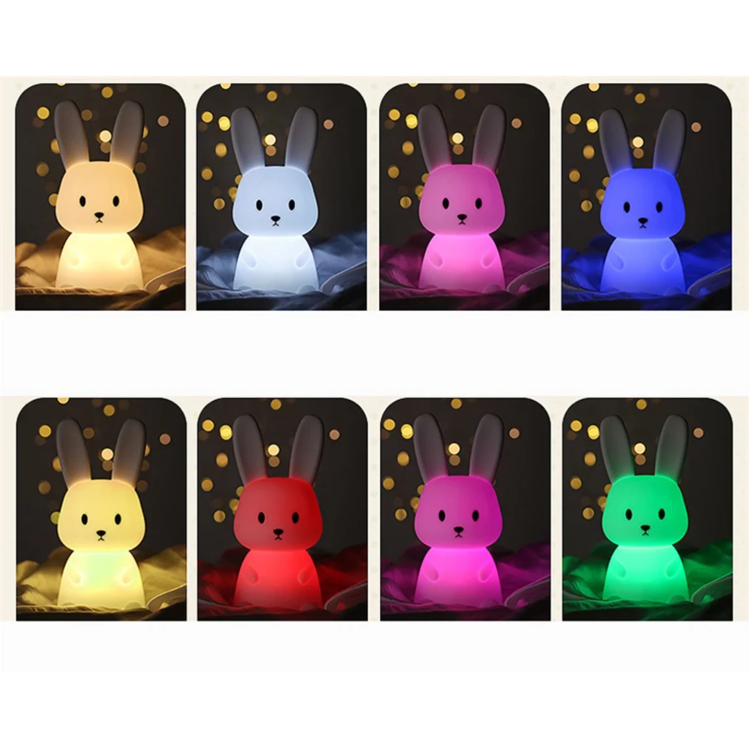 Cute Silicone Night Light Rabbit Whale Cat Touch Sensor Rechargeable Bedroom Bedside Lamp   Baby Gift Mushroom Mushroom lamp Led