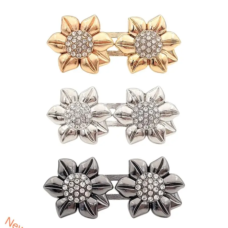 

Crystal Embellished Waist Clip Button Adjustable No Sew Metal Closure For Clothing