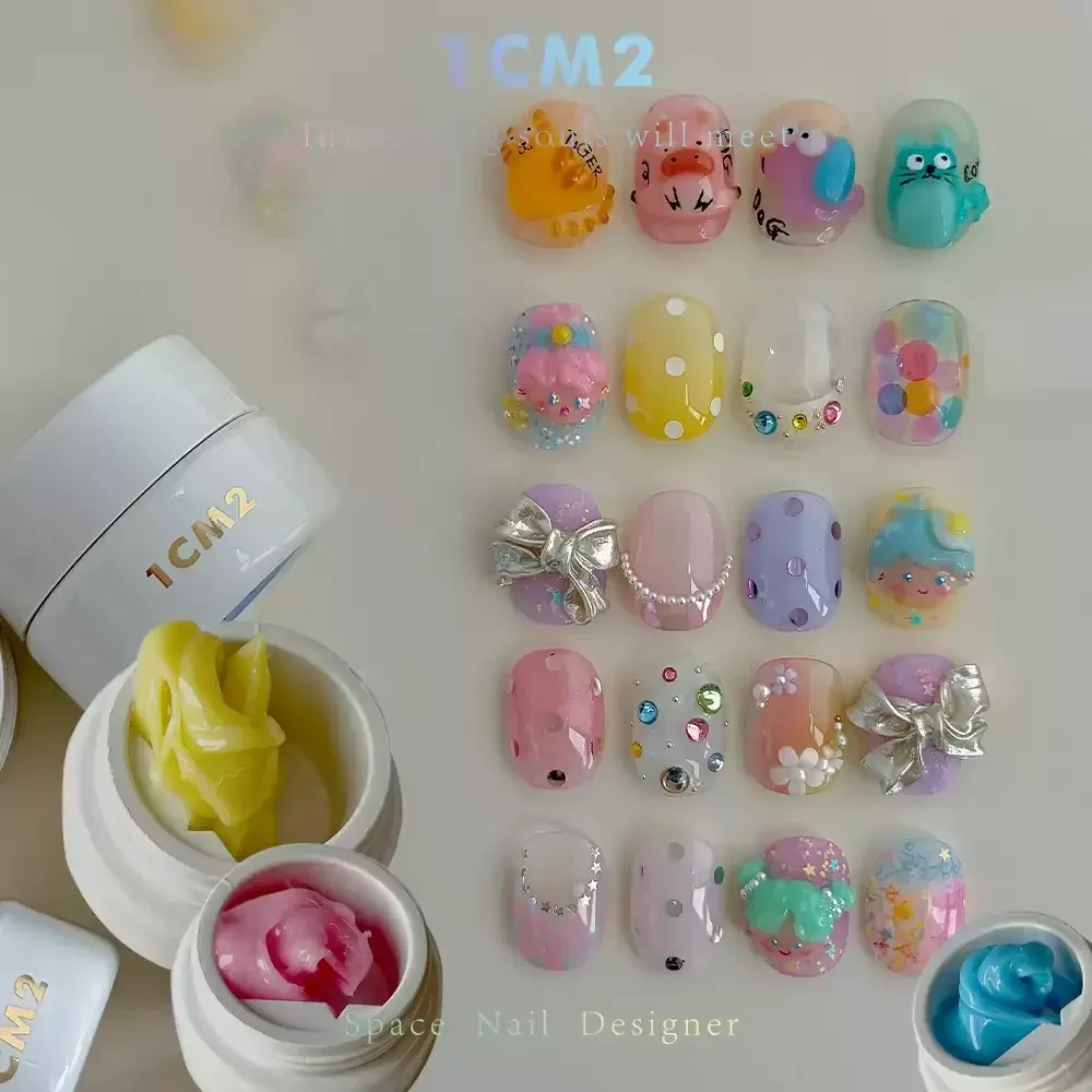 3D Milk Candy Sculpture Nail Gel Solid Non-Sticky Hand Modeling Carving Gel Pink Nail Art Gel for DIY Manicure Home Salon Use