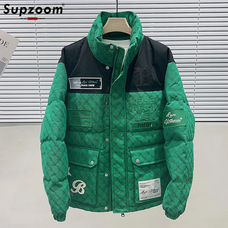 Supzoom 2022 Nieuwe Collectie Top Mode Herfst En Winter Grote Patchwork Borduren Letters Warme Jas Casual Donsjack Mannen