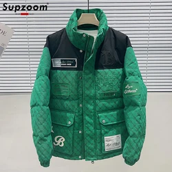 Supzoom 2022 Neue Ankunft Top Mode Herbst Und Winter Große Patchwork Stickerei Buchstaben Warme Mantel Casual Unten Jacke Männer