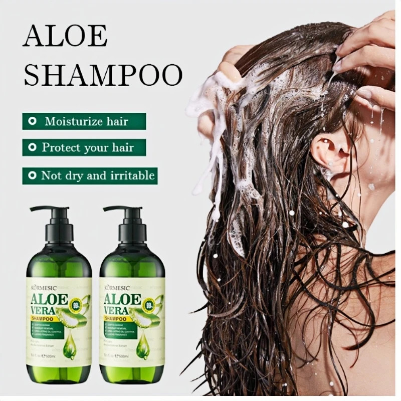 500ml Aloe Vera Shampoo, Rich in Aloe Vera Extract, Fresh Scent, Long-Lasting Fragrance, Deep Cleansing, Moisturizes Hair, Protects Your Hair from Dryness and Frizz, Long-Lasting Oil Control, Suitable for Both Men and Women, Perfect for Your Own Use, Can Also Be Given as a Gift to Family and Friends
