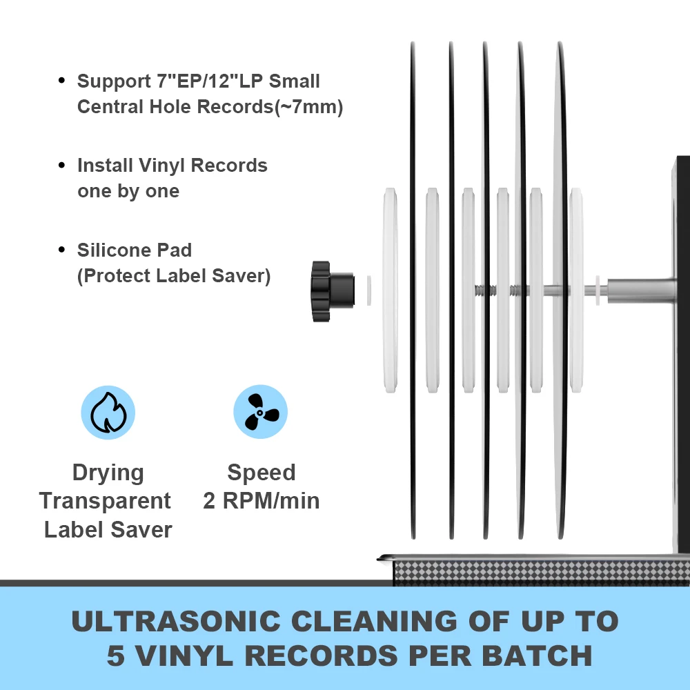 Record Rotat Bracket 2 Revolutions/Min With 6 Transparent waterproof clips 100V-240V adapter For more than 6L ultrasonic cleaner