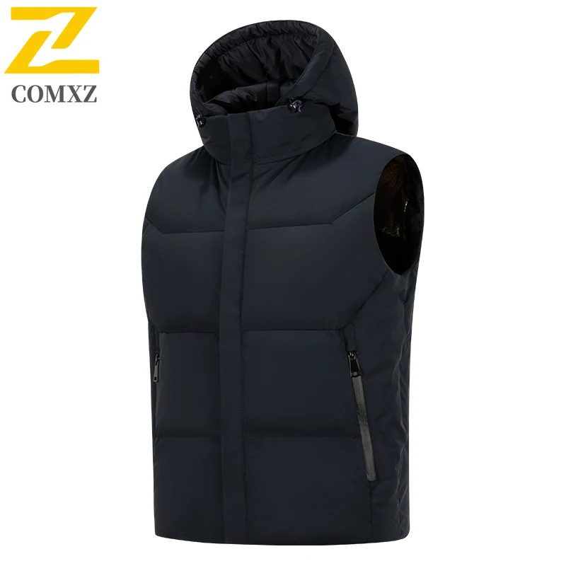 

Luxury Men Down Jacket Hooded Outdoor Camping Thickened Warm Down Jacket Graphene Self Heating Windproof Winter Sleeveless Vest