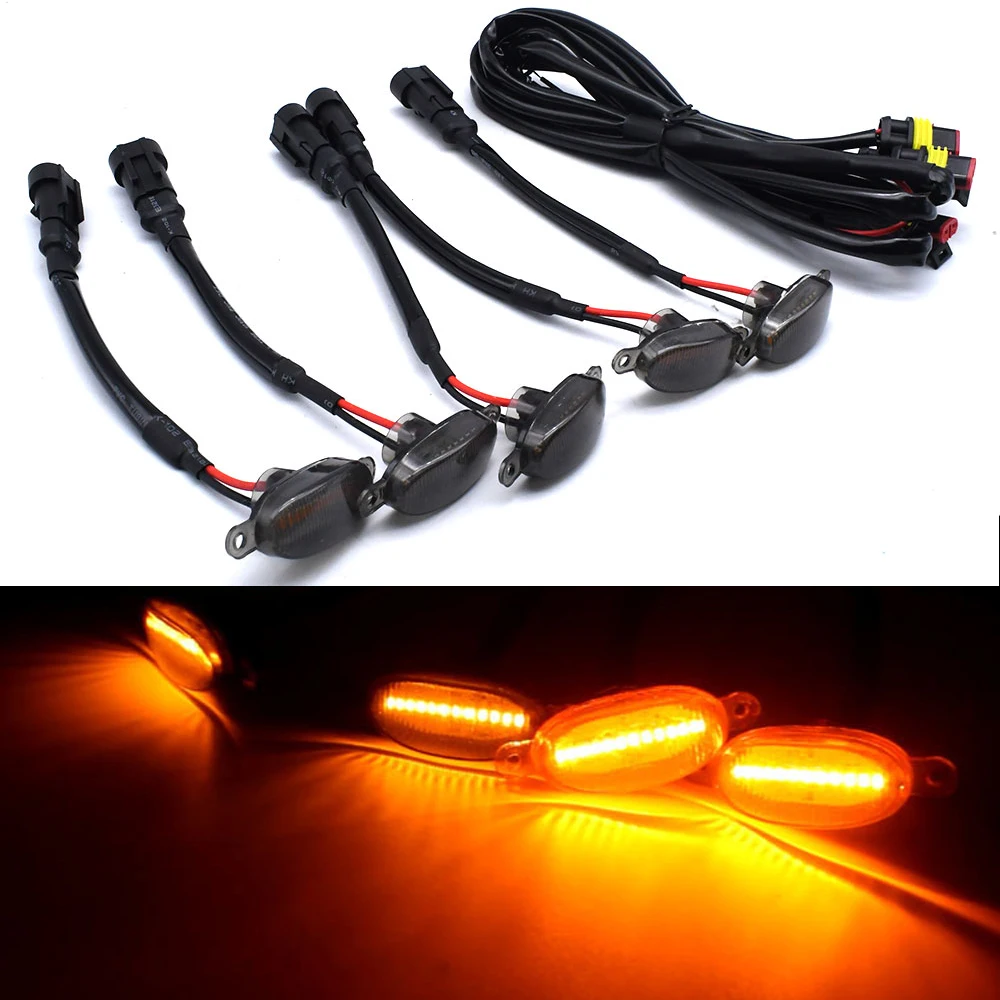 フォード用フロントグリルランニングライト,ラプタースタイル,スモークレンズ,アンバーLED,カーアクセサリー,f150,2009, 2010, 2011, 2012-2018, 4個