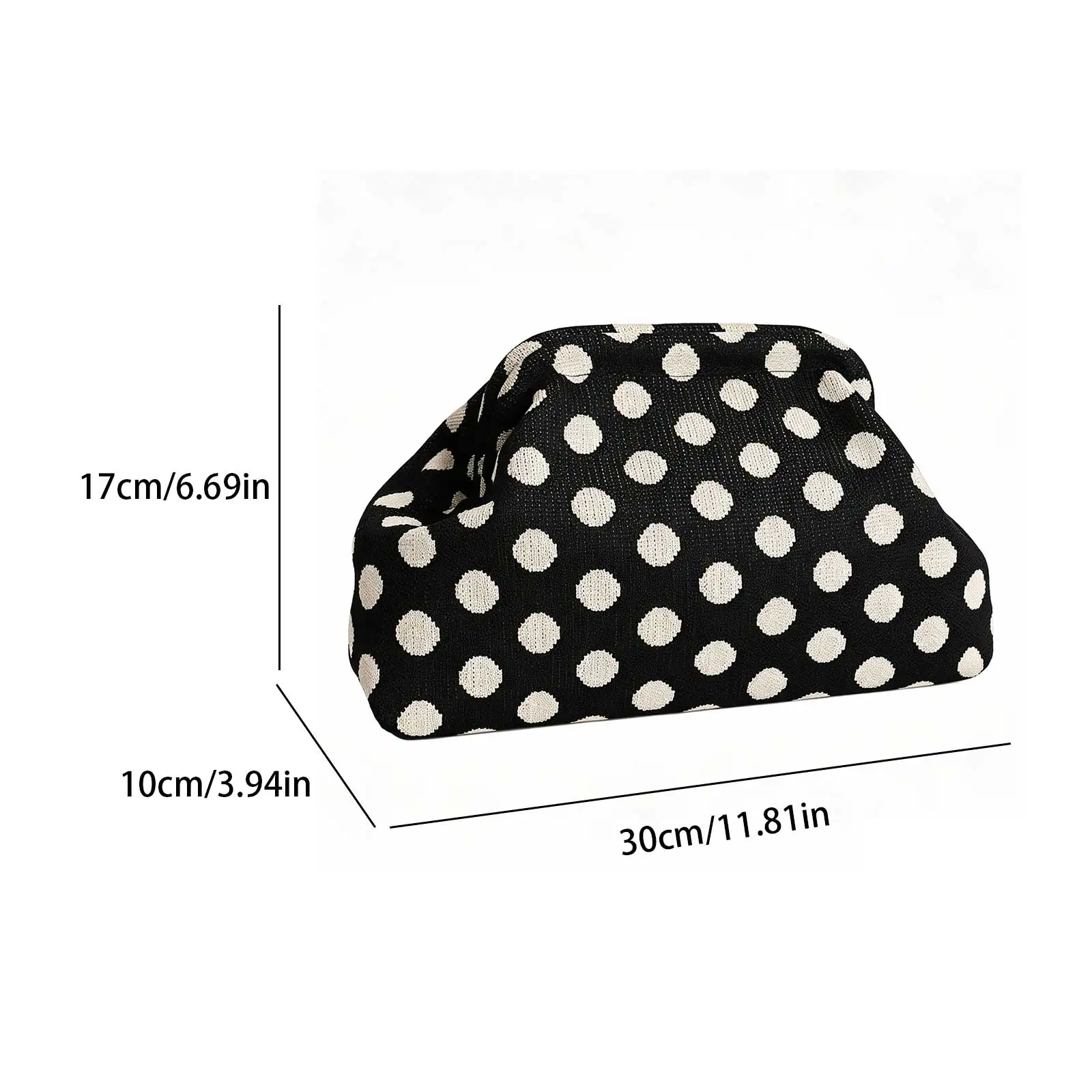 Women Polka Dot Evening Bag Large Capacity Cosmetic Pouch Lightweight Makeup Bag for Travel Shopping Work Dating Daily Use