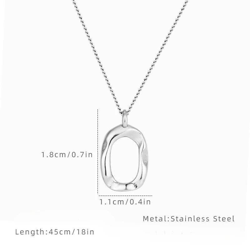 Elliptische unregelmäßige Anhänger aus Titanstahl für Damen, personalisierte Mode-Halsketten, edler Schmuck – Detail 5