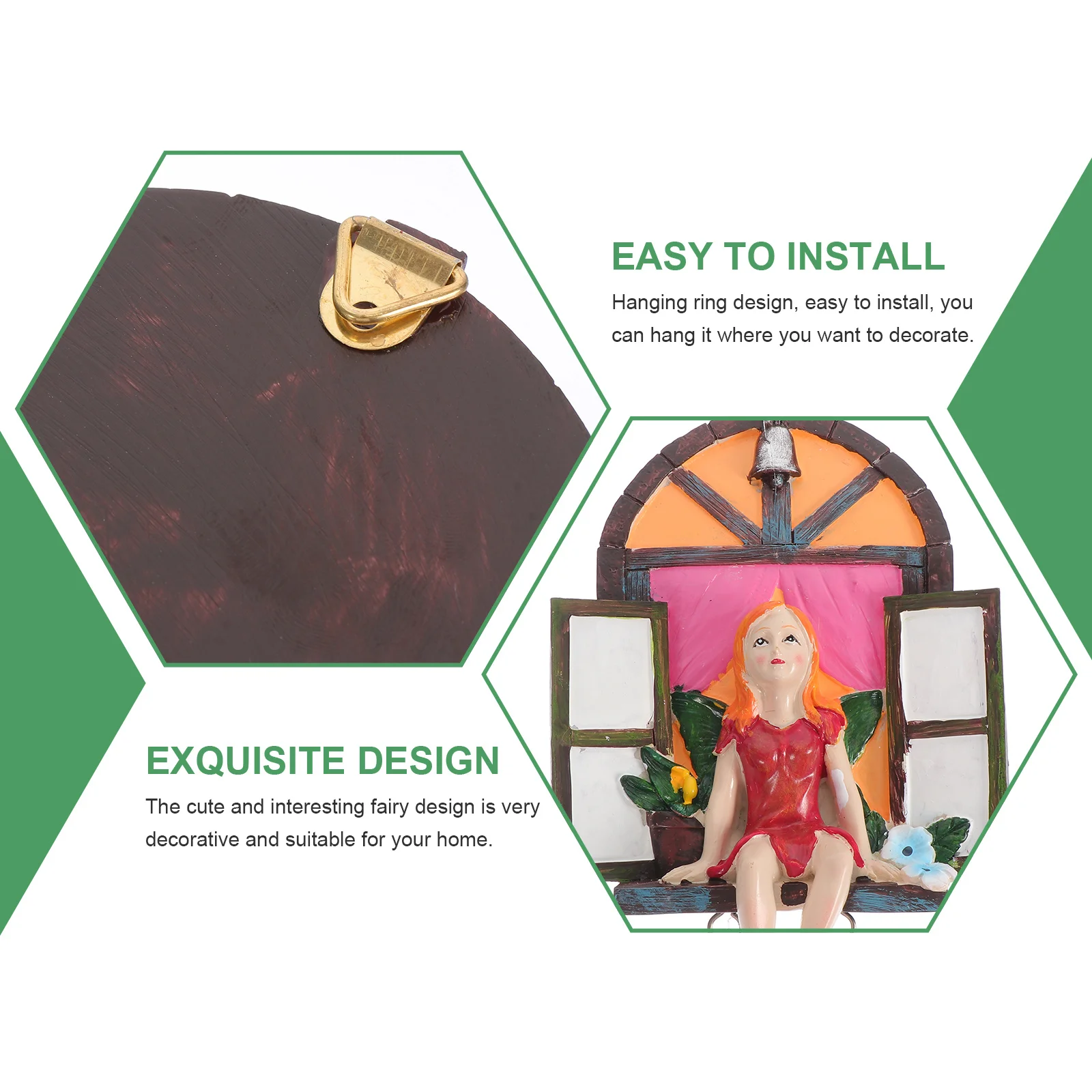 

1Set Resin Fairy Climbing Rope Hanging Decor Garden Ornament Balcony Yard Resin Pendant Garden Hanging Decor